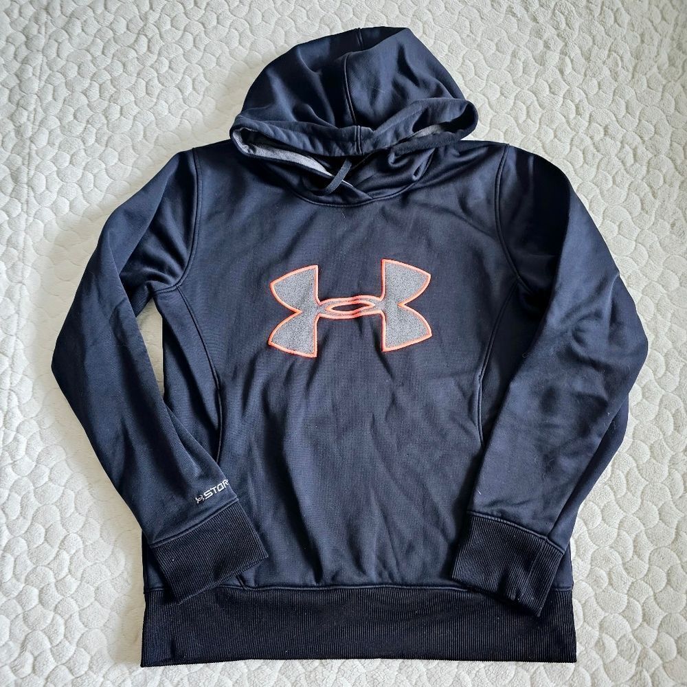Under Armour hoodie womens medium black neon logo storm
